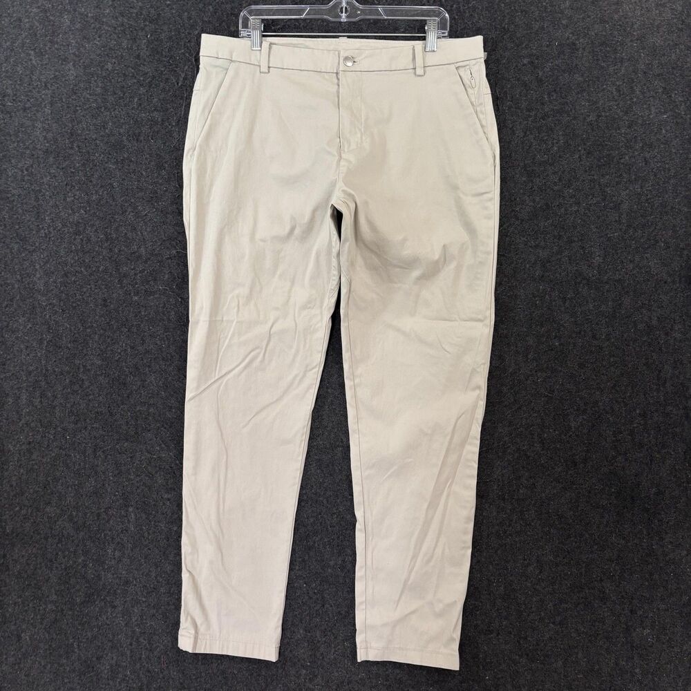Lululemon Commission Slim Pants Men's 36 Khaki Tapered Stretch Zip Pocket Chino